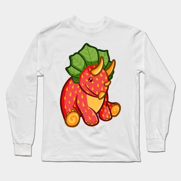 Strawberry Triceratops, Dino, Dinosaur Long Sleeve T-Shirt by hugadino